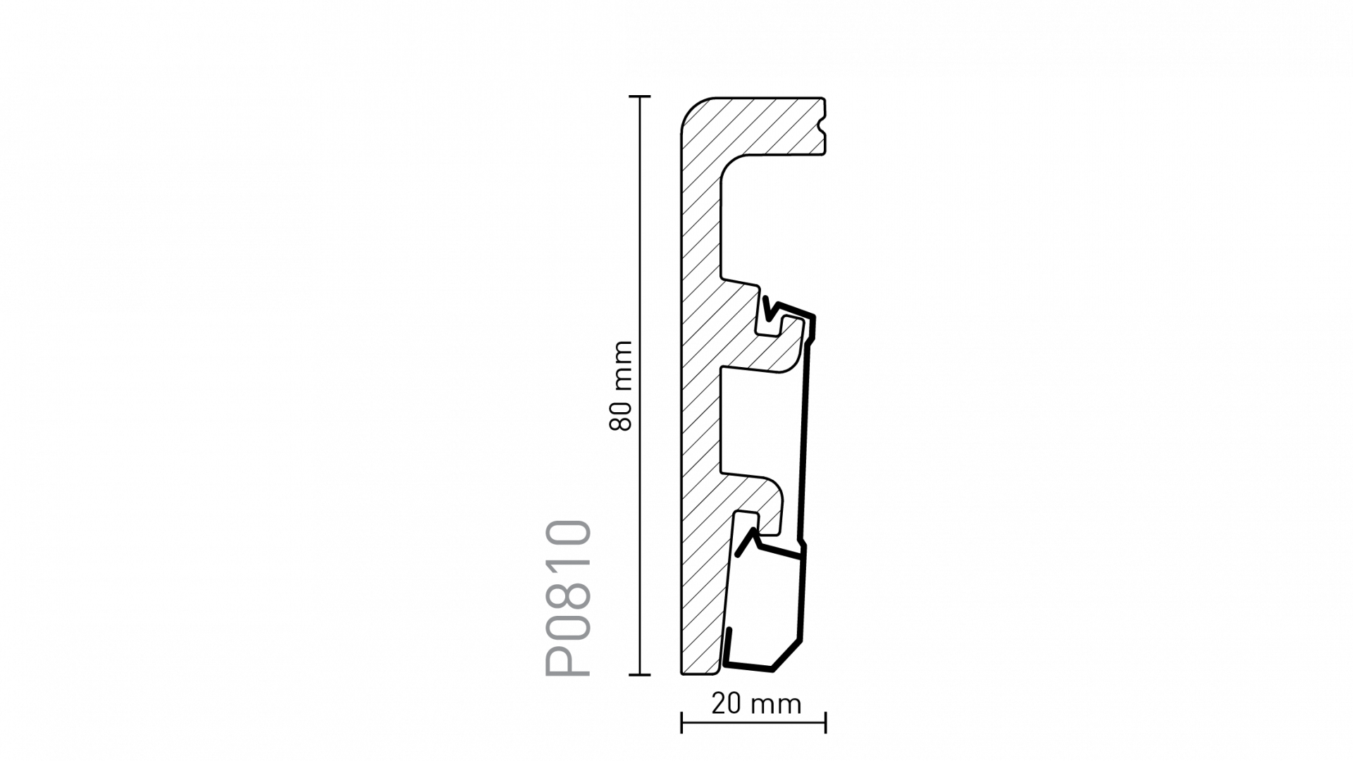 P0810 - PVC-freie Sockelleiste Weiß 80mm