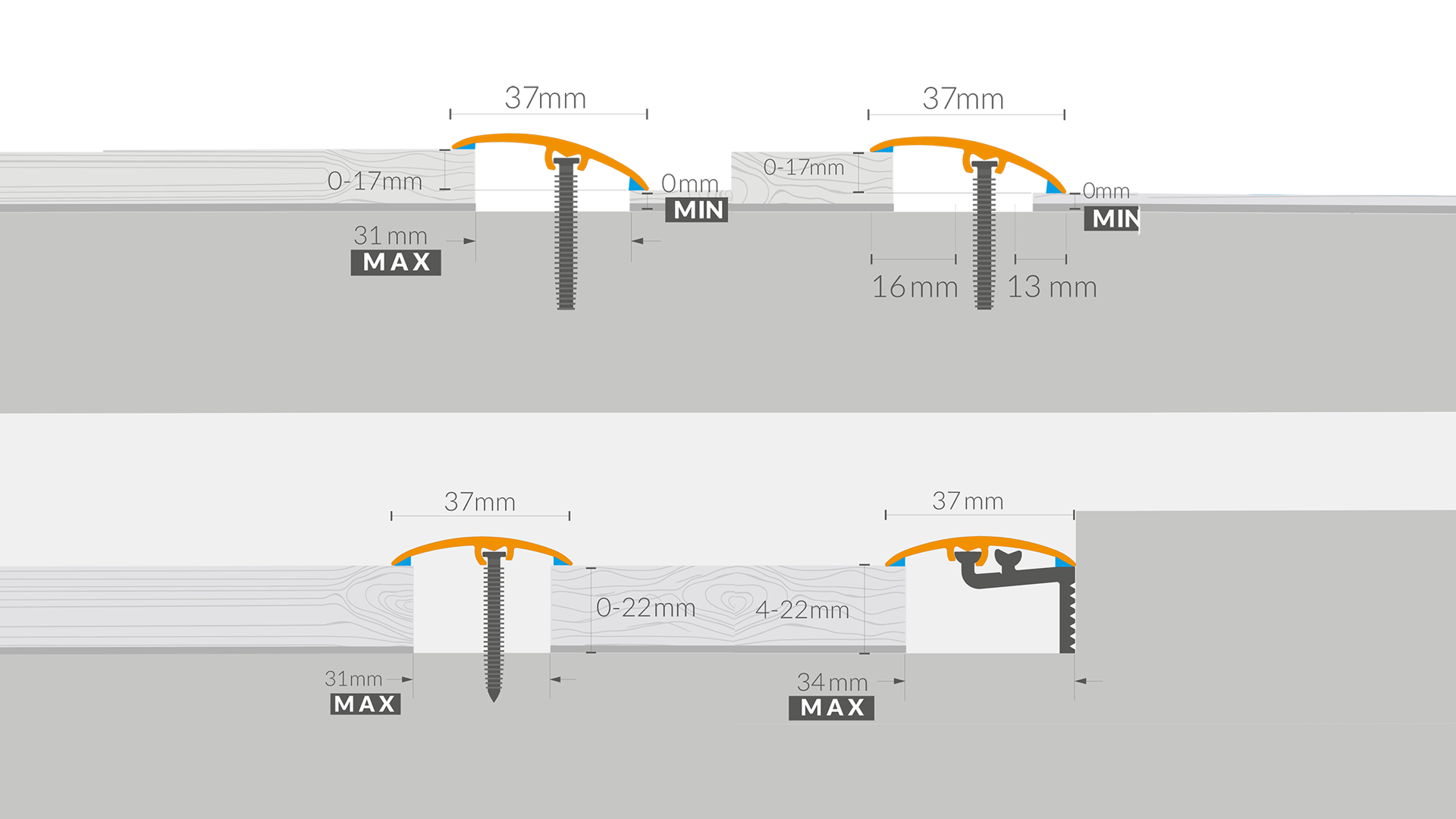Floor profile Arbiton - CS37 SILVER A1 - 0,93 M