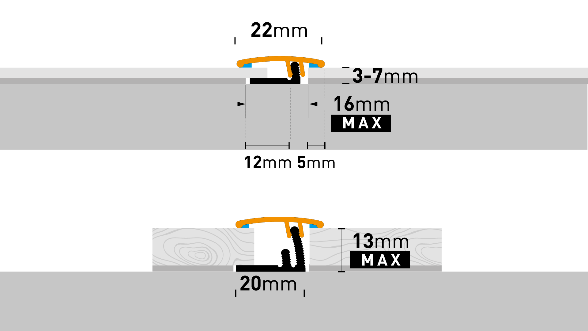 Floor profile Arbiton - PRODUO 22 BRUSHED SILVER B1 - 0,93 M